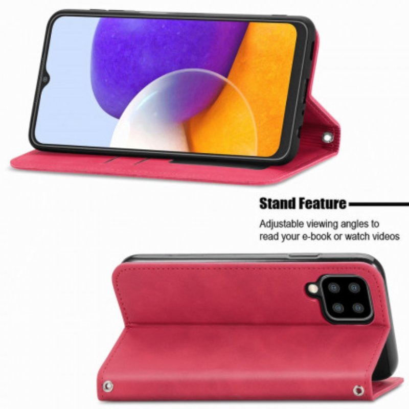 Folio-fodral Samsung Galaxy A22 Läderfodral Vintage Konstläder