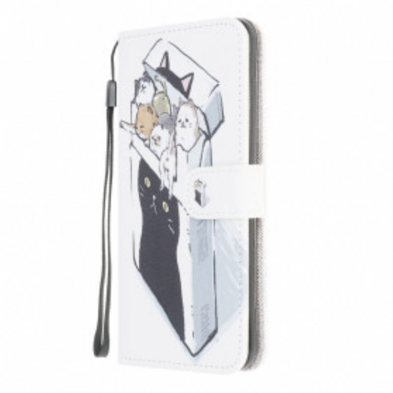 Folio-fodral Samsung Galaxy A22 Med Kedjar Leverans Thong Cats