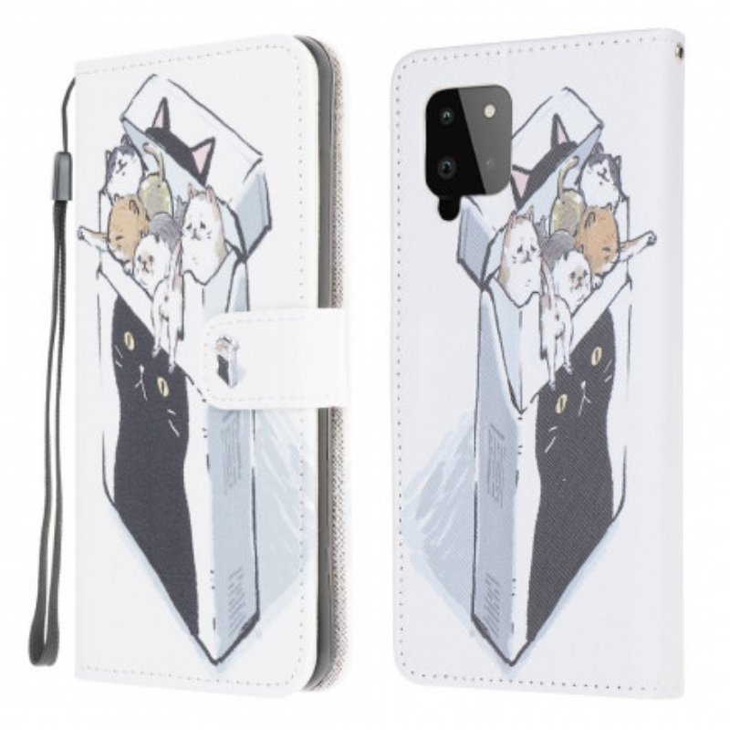 Folio-fodral Samsung Galaxy A22 Med Kedjar Leverans Thong Cats