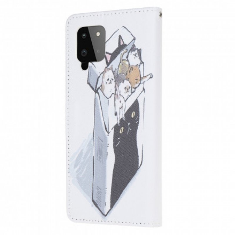 Folio-fodral Samsung Galaxy A22 Med Kedjar Leverans Thong Cats