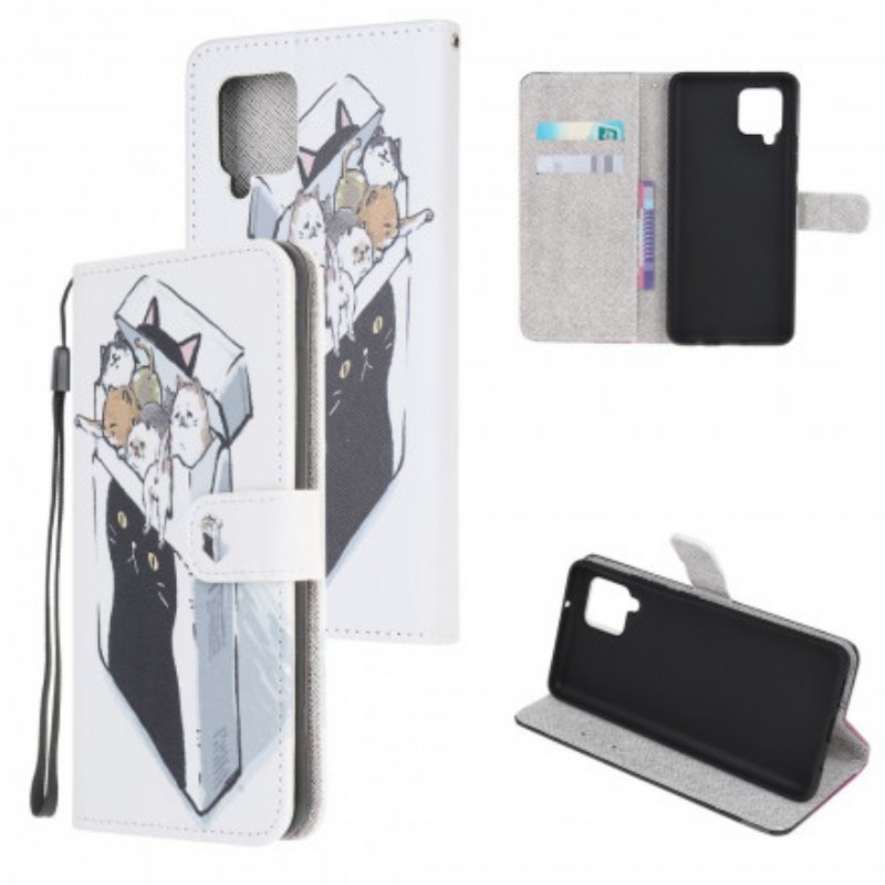 Folio-fodral Samsung Galaxy A22 Med Kedjar Leverans Thong Cats