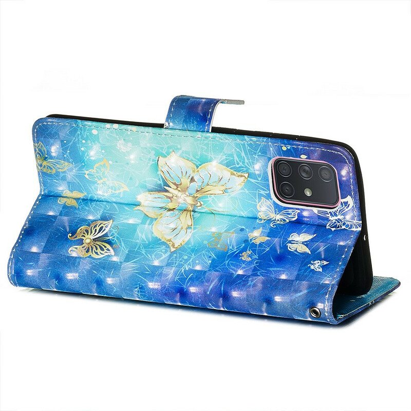 Fodral Samsung Galaxy A71 Golden Butterflies Lanyard
