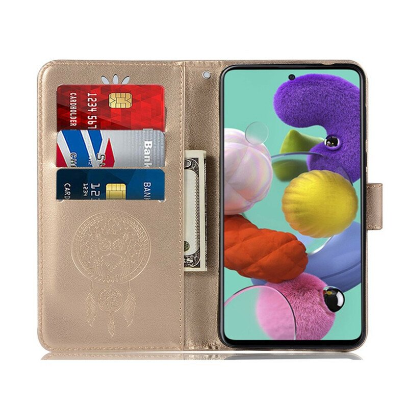 Fodral Samsung Galaxy A71 Lädereffekt Drömfångare Uggla