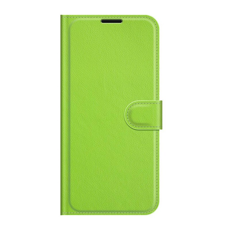 Fodral Samsung Galaxy S21 FE Klassiskt Litchi Konstläder