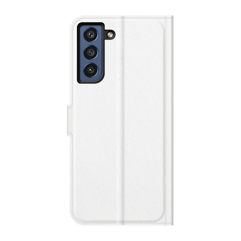Fodral Samsung Galaxy S21 FE Klassiskt Litchi Konstläder