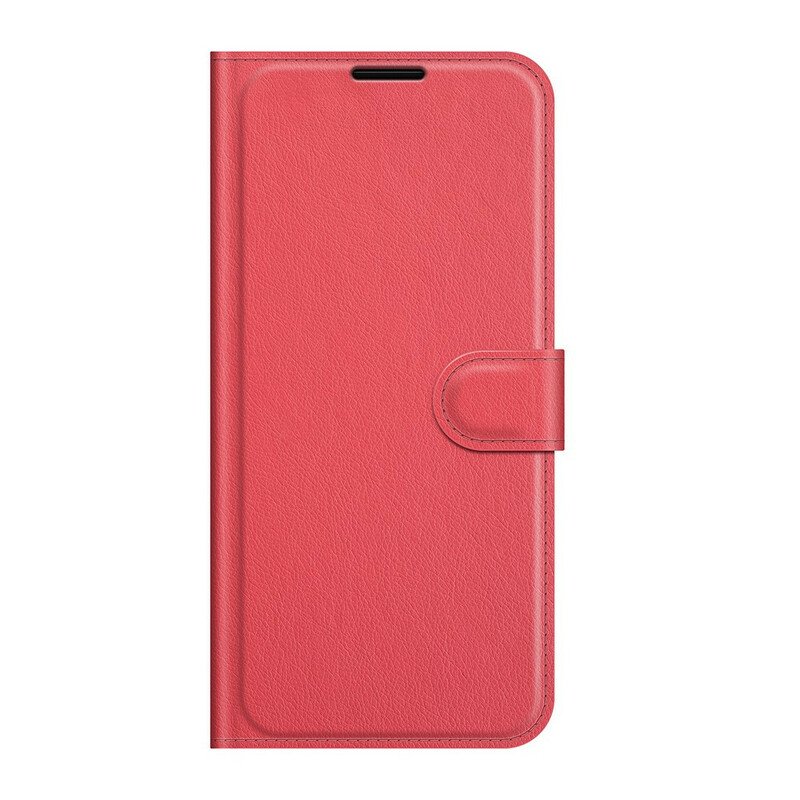 Fodral Samsung Galaxy S21 FE Klassiskt Litchi Konstläder