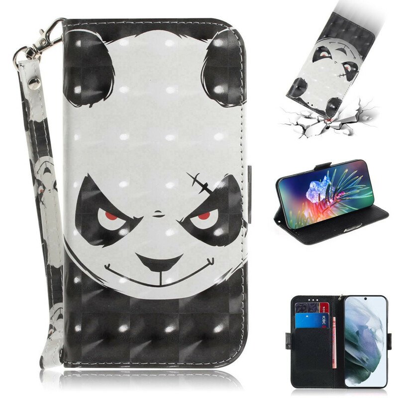 Fodral Samsung Galaxy S21 FE Med Kedjar Arg Panda Med Snodd