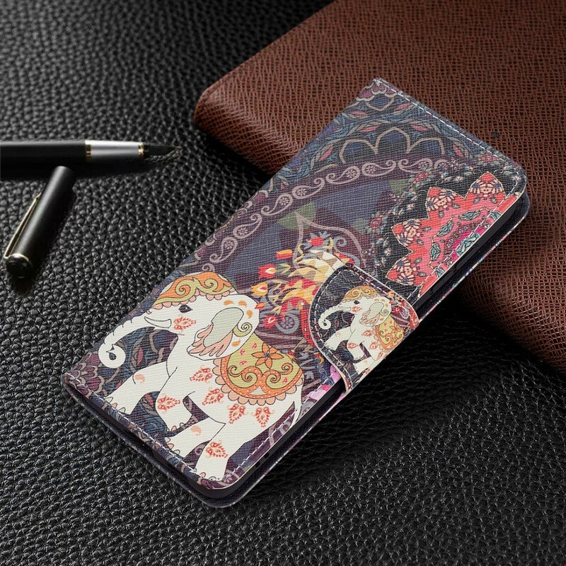 Folio-fodral Samsung Galaxy S21 FE Etniska Elefanter Mandala