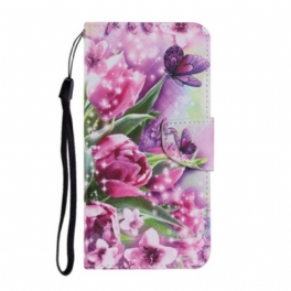 Folio-fodral Samsung Galaxy S21 FE Fjärilar Och Tulpaner