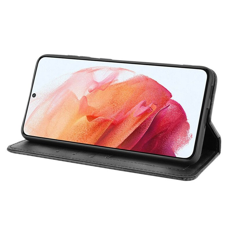 Folio-fodral Samsung Galaxy S21 FE Läderfodral Stiliserad Vintage Lädereffekt