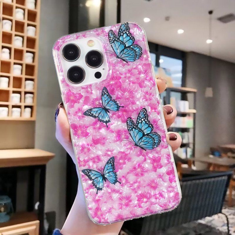 Skal iPhone 15 Pro Max Blommor Och Fjärilar