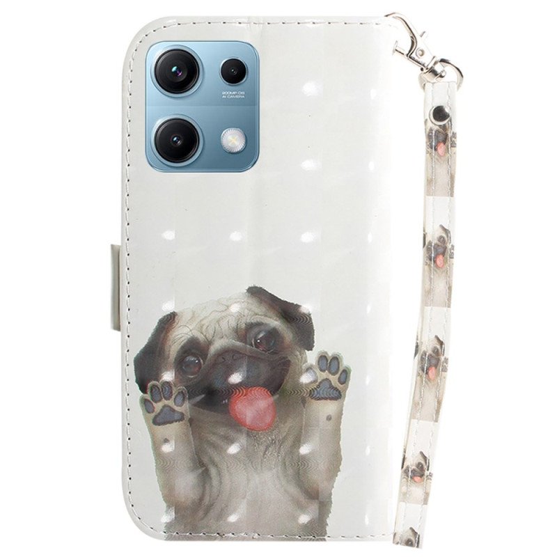 Läderfodral Xiaomi Redmi Note 14s Telefonfodral Mops Med Snodd