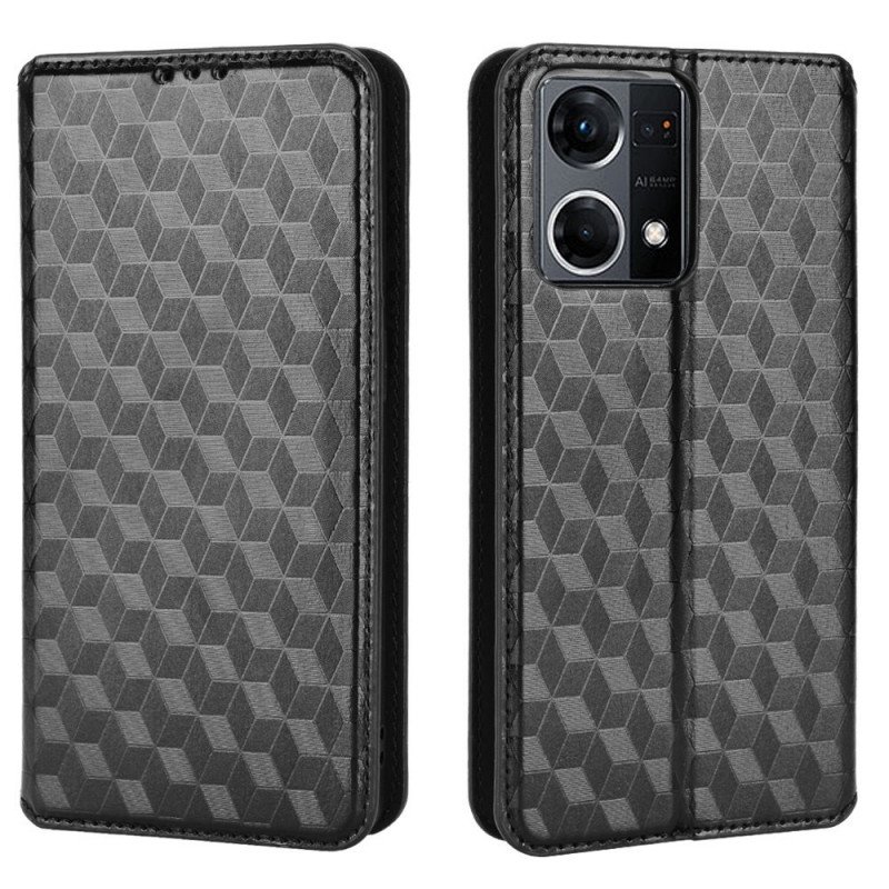 Folio-fodral Oppo Reno 7 Läderfodral 3d Cube Lädereffekt