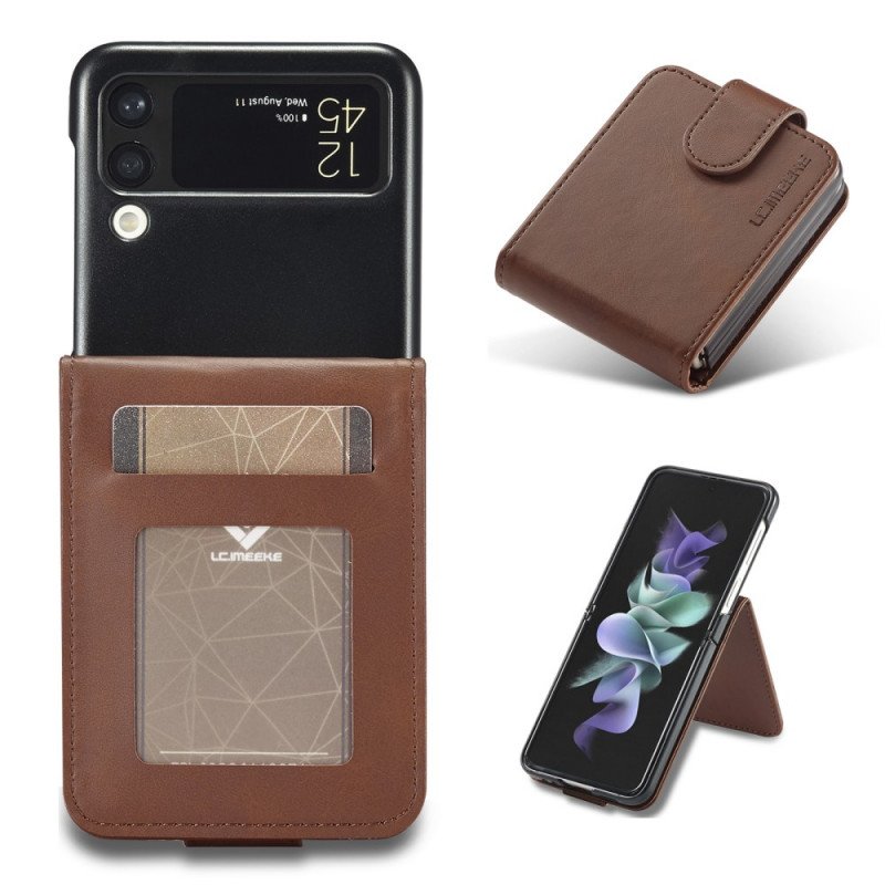 Folio-fodral Samsung Galaxy Z Flip 3 5G Läderfodral Korthållare Och Spänne Lc.imeeke