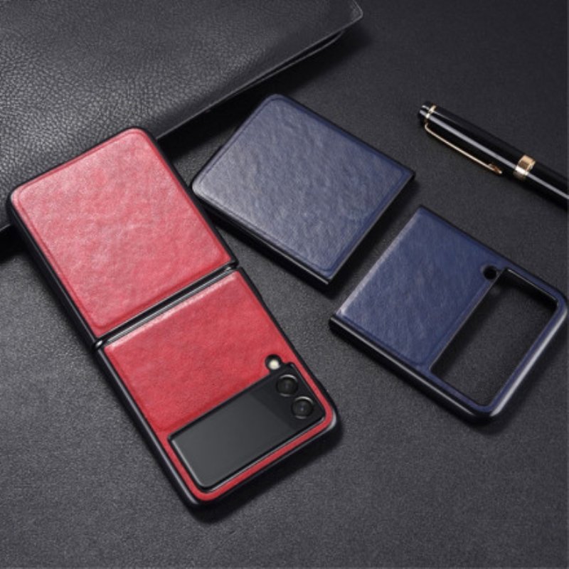 Folio-fodral Skal Samsung Galaxy Z Flip 3 5G Läderfodral Lädereffektsömmar