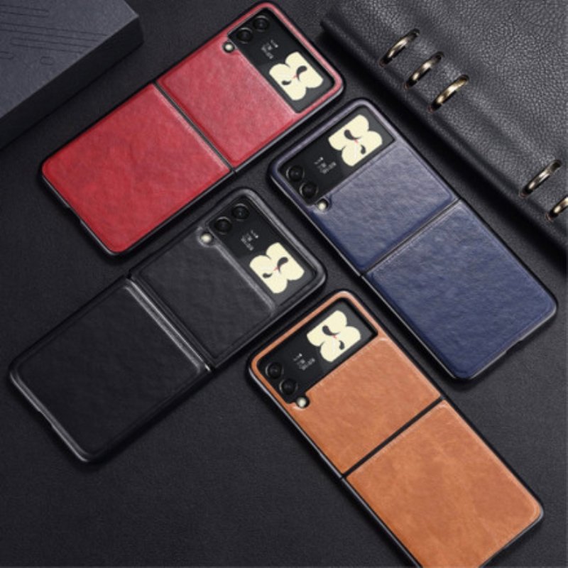 Folio-fodral Skal Samsung Galaxy Z Flip 3 5G Läderfodral Lädereffektsömmar