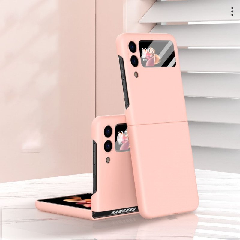 Folio-fodral Skal Samsung Galaxy Z Flip 3 5G Läderfodral Med Skärmfilm Av Härdat Glas
