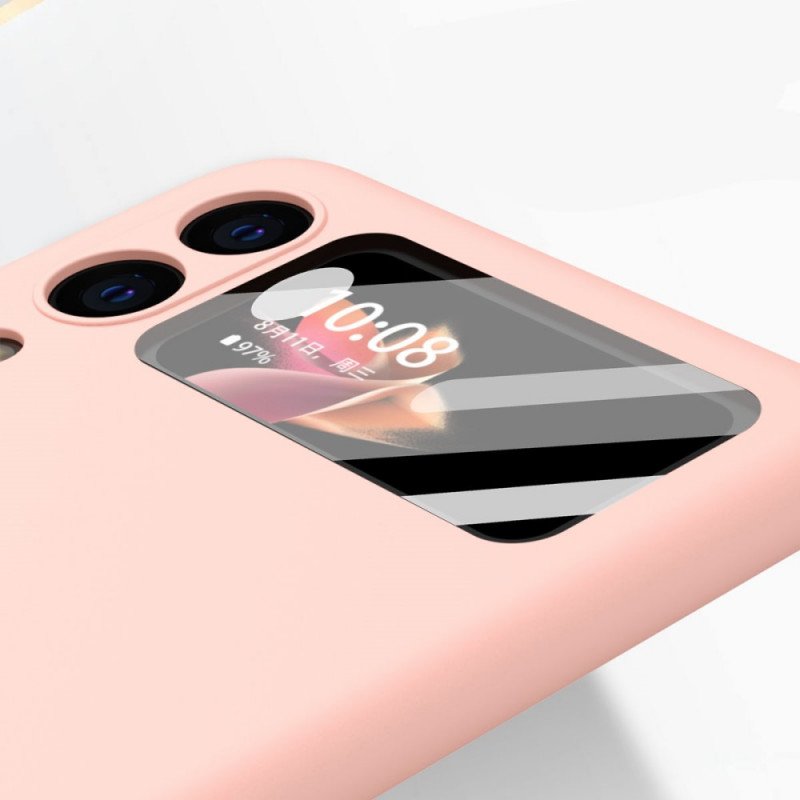 Folio-fodral Skal Samsung Galaxy Z Flip 3 5G Läderfodral Med Skärmfilm Av Härdat Glas