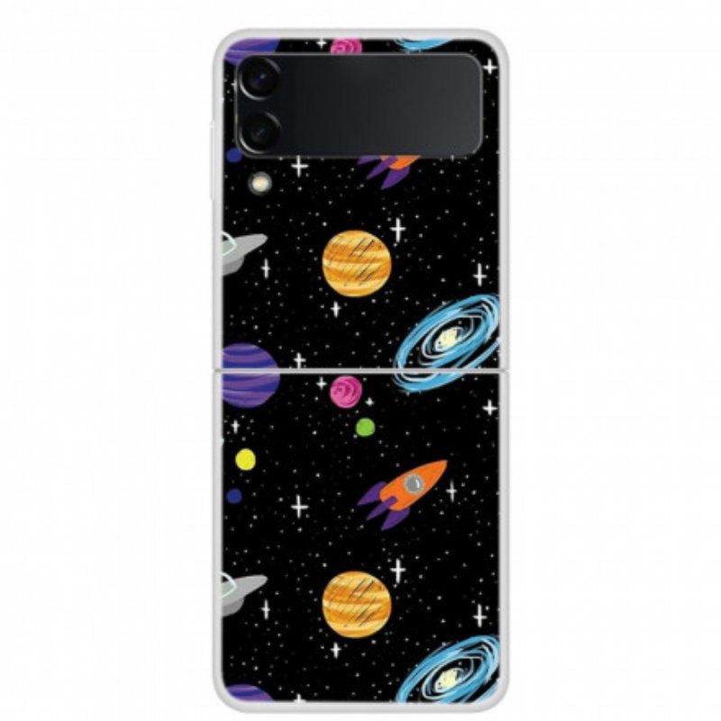 Folio-fodral Skal Samsung Galaxy Z Flip 3 5G Läderfodral Planet Galaxy