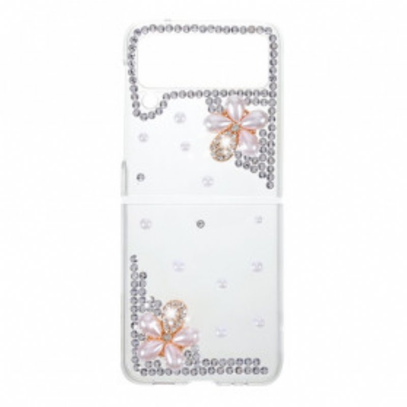 Folio-fodral Skal Samsung Galaxy Z Flip 3 5G Läderfodral Värdefulla Stenar