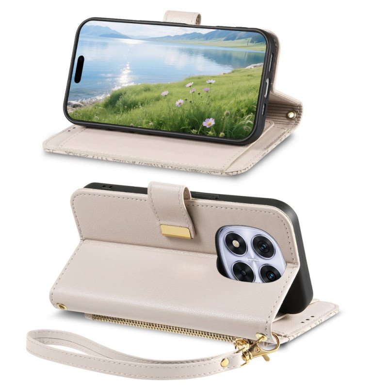 Fodral Xiaomi Redmi Note 15 Pro Plus 5g Blommönster Och Dragkedjaficka