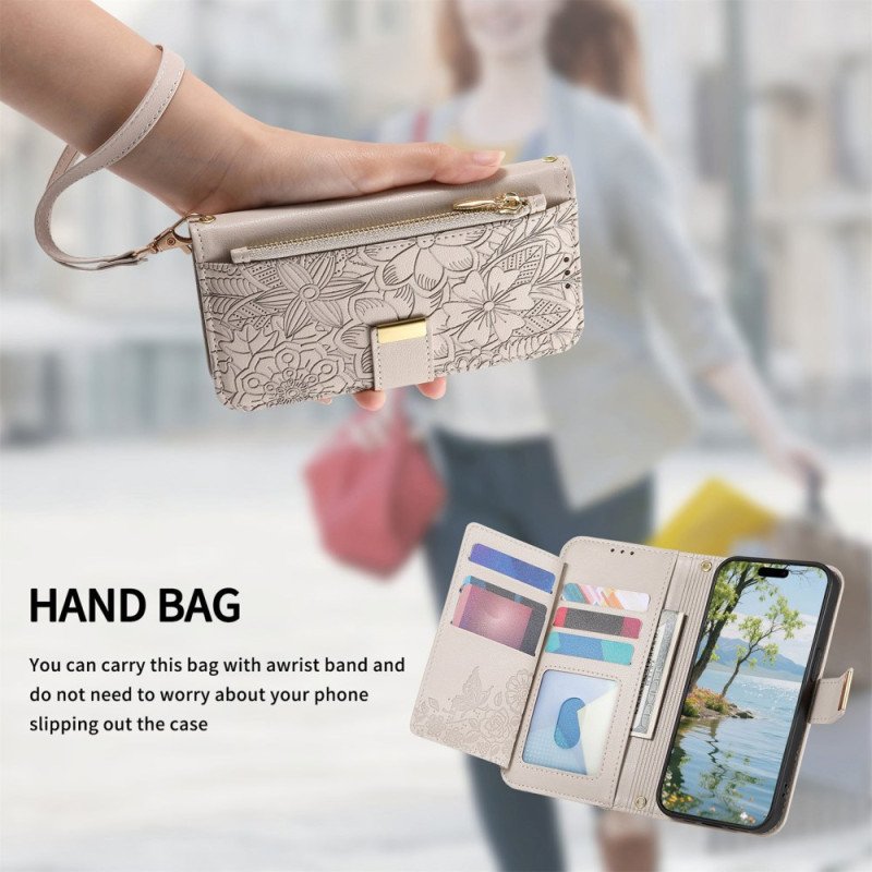 Fodral Xiaomi Redmi Note 15 Pro Plus 5g Blommönster Och Dragkedjaficka