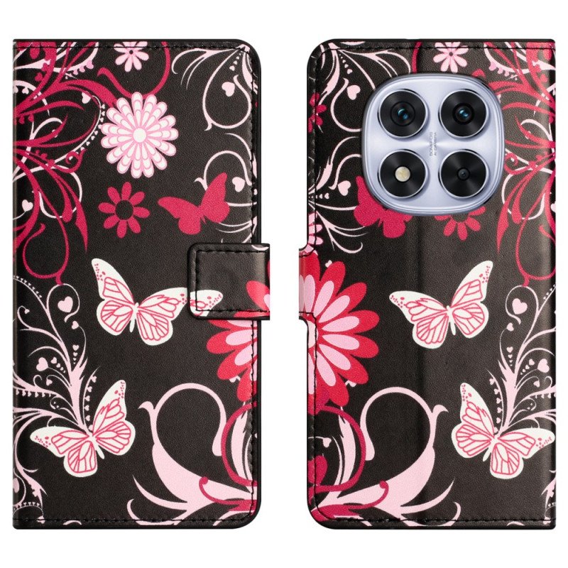 Fodral Xiaomi Redmi Note 15 Pro Plus 5g Fjärilar På Svart Bakgrund