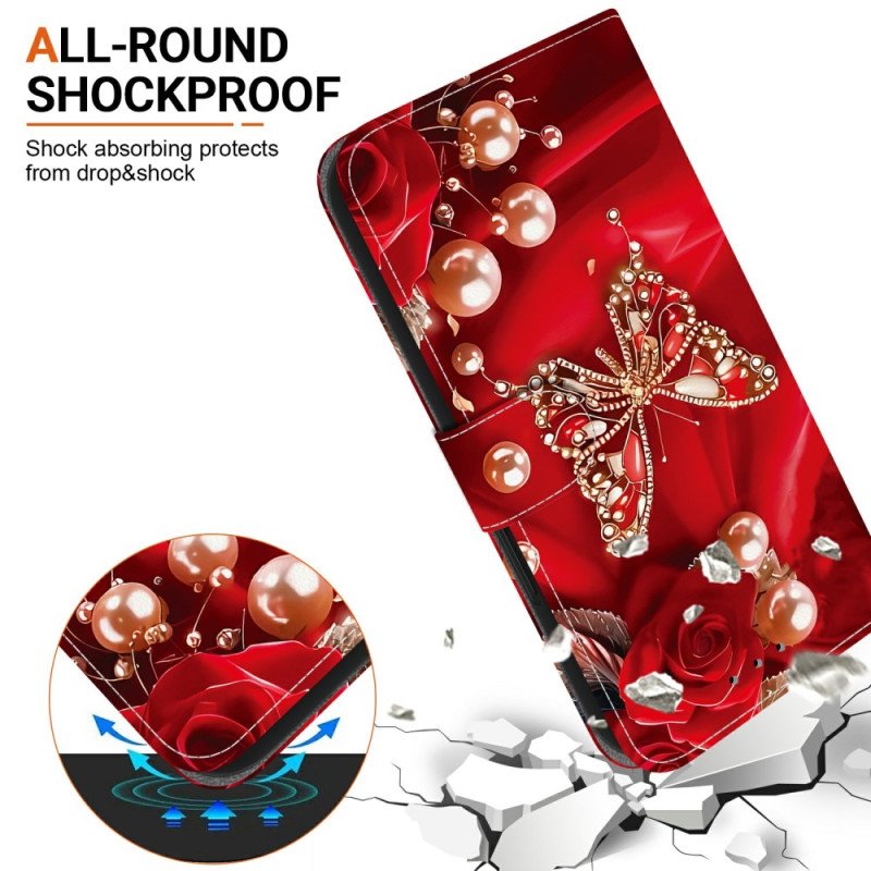 Fodral Xiaomi Redmi Note 15 Pro Plus 5g Röd Pärlfjäril