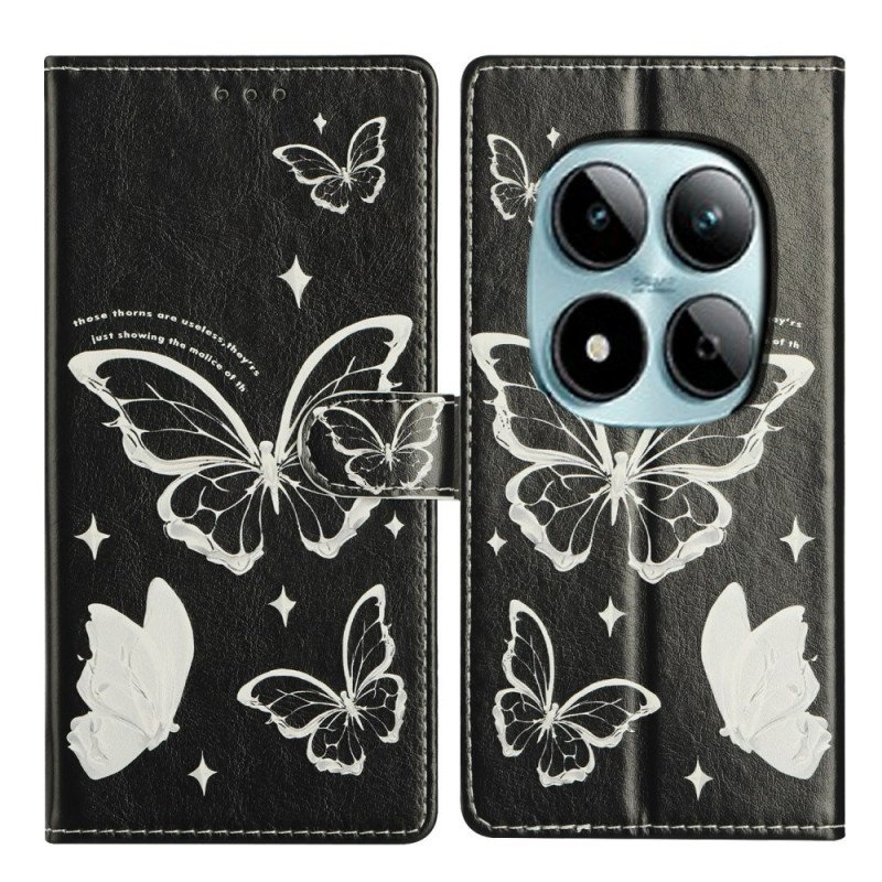 Fodral Xiaomi Redmi Note 15 Pro Plus 5g Svarta Och Vita Fjärilar