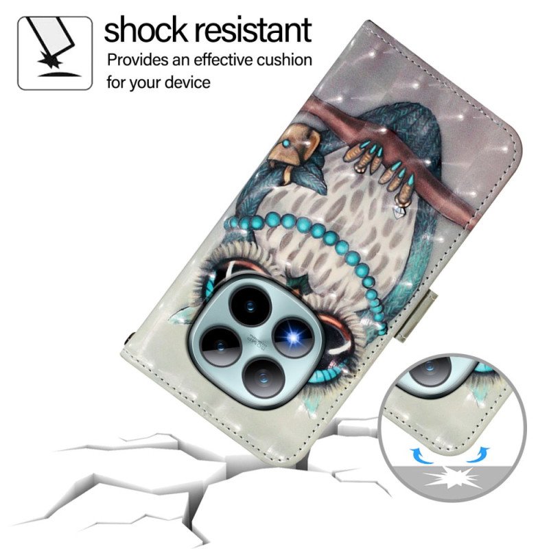 Läderfodral Xiaomi Redmi Note 15 Pro Plus 5g Telefonfodral Grå Uggla