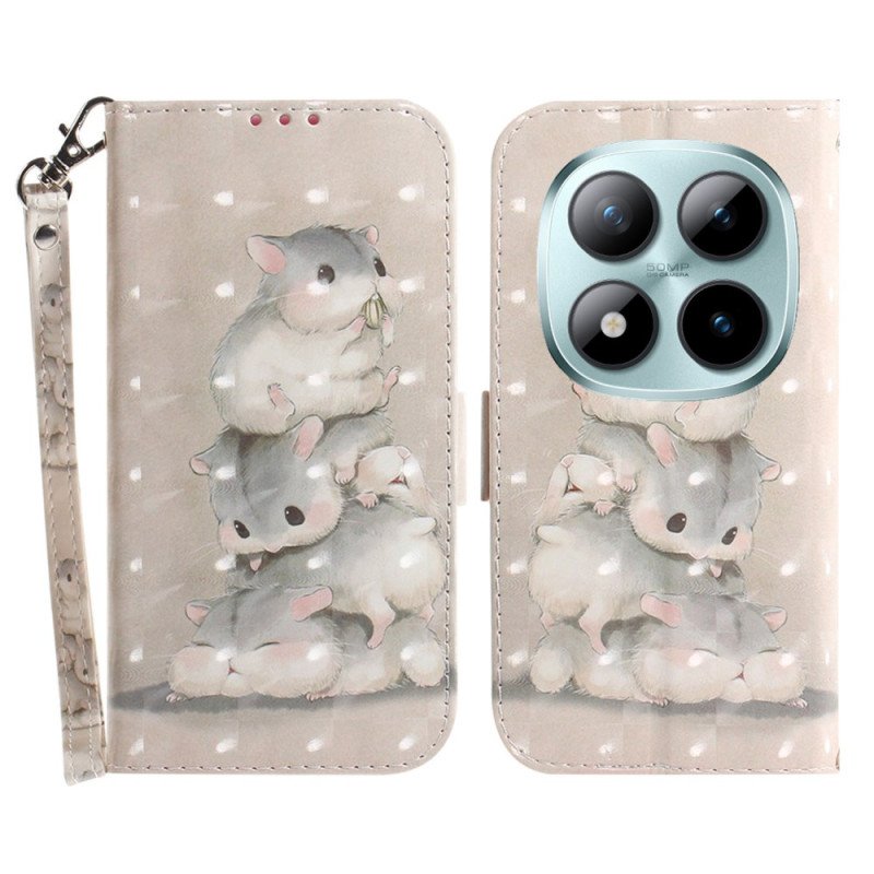 Läderfodral Xiaomi Redmi Note 15 Pro Plus 5g Telefonfodral Hög Med Hamstrar Med Rem