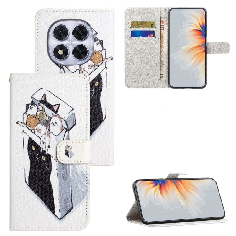 Läderfodral Xiaomi Redmi Note 15 Pro Plus 5g Telefonfodral Katter I En Låda