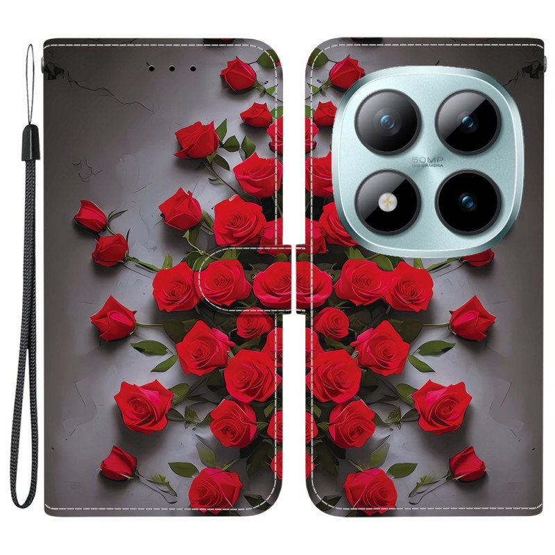 Läderfodral Xiaomi Redmi Note 15 Pro Plus 5g Telefonfodral Röda Rosor