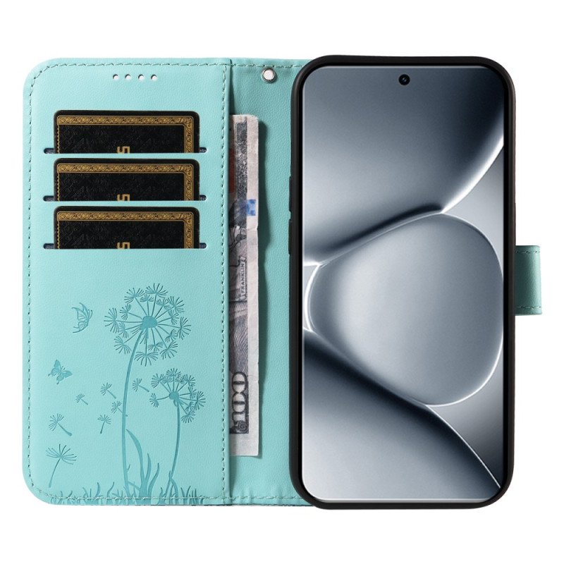 Läderskal Fodral Xiaomi Redmi Note 15 Pro Plus 5g Maskrosmönster Och Rem