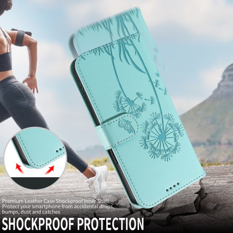 Läderskal Fodral Xiaomi Redmi Note 15 Pro Plus 5g Maskrosmönster Och Rem