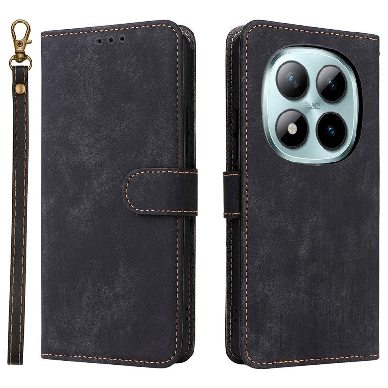 Läderskal Fodral Xiaomi Redmi Note 15 Pro Plus 5g Mockaeffekt Med Rem