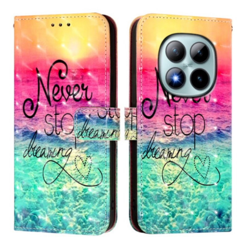 Läderskal Fodral Xiaomi Redmi Note 15 Pro Plus 5g Sluta Aldrig Drömma