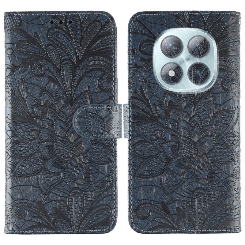 Läderskal Fodral Xiaomi Redmi Note 15 Pro Plus 5g Spetsblommönster