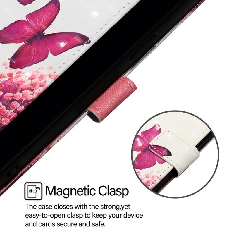 Skyddsfodral Xiaomi Redmi Note 15 Pro Plus 5g Rosa Fjärilar