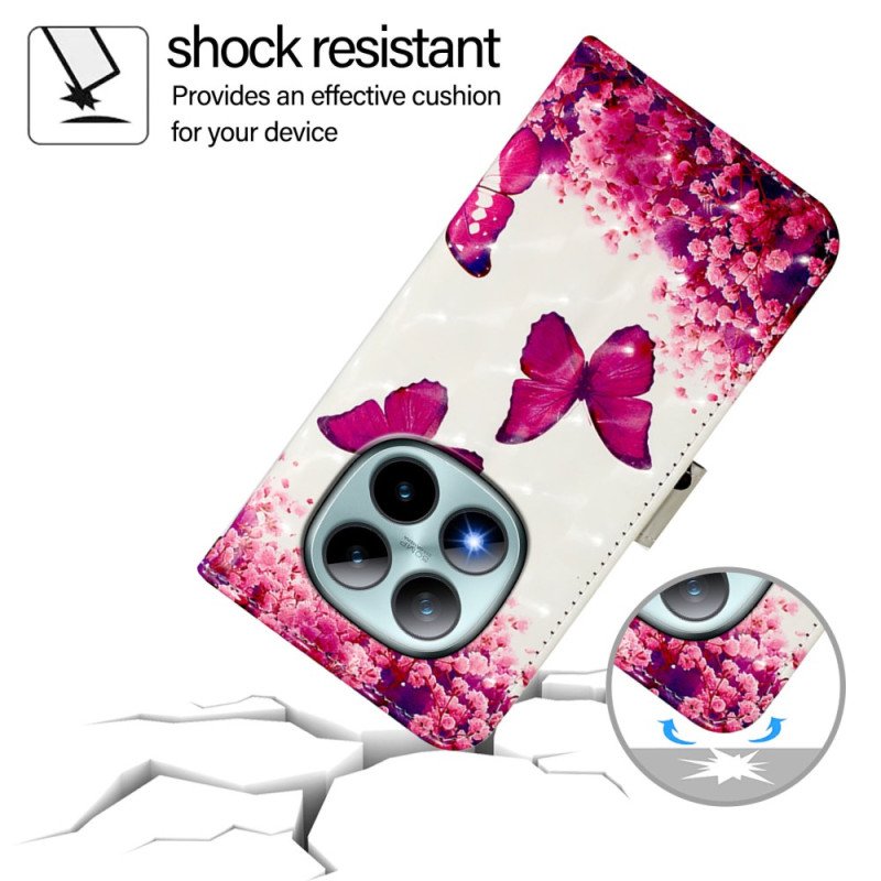 Skyddsfodral Xiaomi Redmi Note 15 Pro Plus 5g Rosa Fjärilar