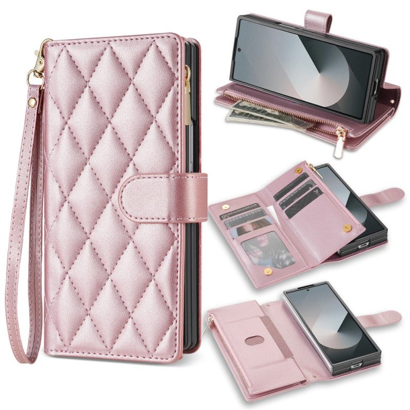 Fodral För Samsung Galaxy Z Fold 7 Vadderad Med Axelrem Och Rem