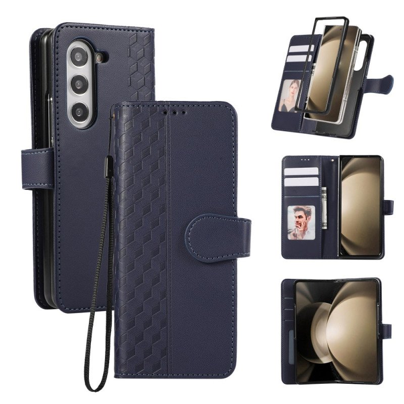 Läderfodral Samsung Galaxy Z Fold 7 Telefonfodral Präglat Mönster Med Rem