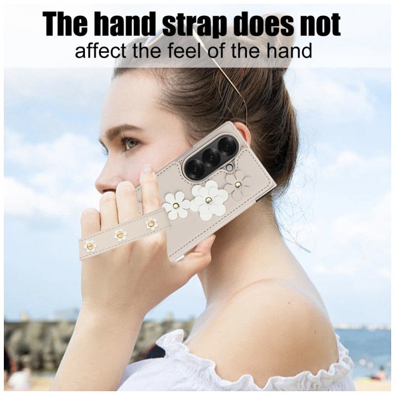 Skal Samsung Galaxy Z Fold 7 Korthållare Och Stativ Med 3d-blommor