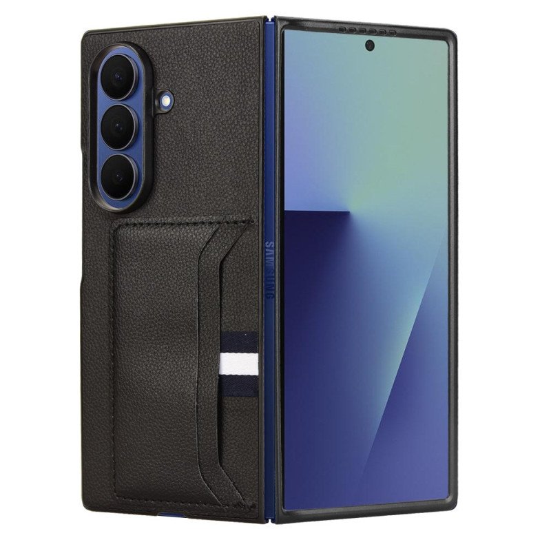 Skal Samsung Galaxy Z Fold 7 Litchitextur Med Kort Hållare