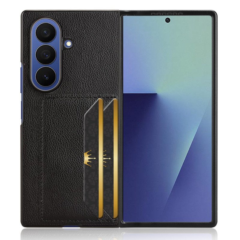 Skal Samsung Galaxy Z Fold 7 Litchitextur Med Kort Hållare
