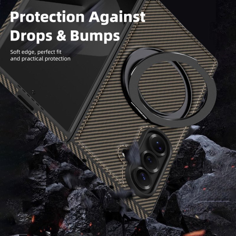 Skal Samsung Galaxy Z Fold 7 Magnetisk Texturerad Kolfiber