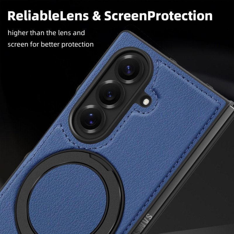 Skal Samsung Galaxy Z Fold 7 Magsafe-kompatibel Lädereffekt Med Roterande Ringhållare