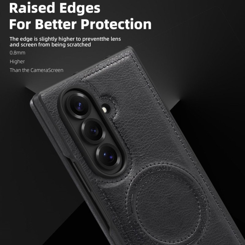 Skal Samsung Galaxy Z Fold 7 Magsafe Lädereffekt Och Stativ