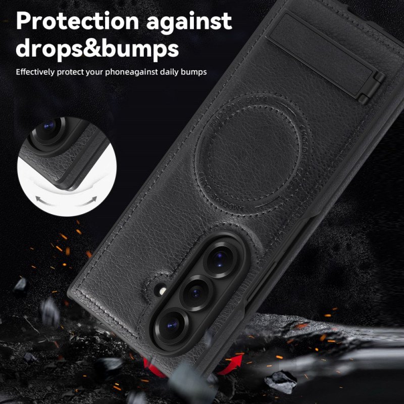 Skal Samsung Galaxy Z Fold 7 Magsafe Lädereffekt Och Stativ