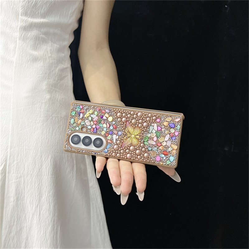 Skal Samsung Galaxy Z Fold 7 Telefonfodral Fjäril Med Strass